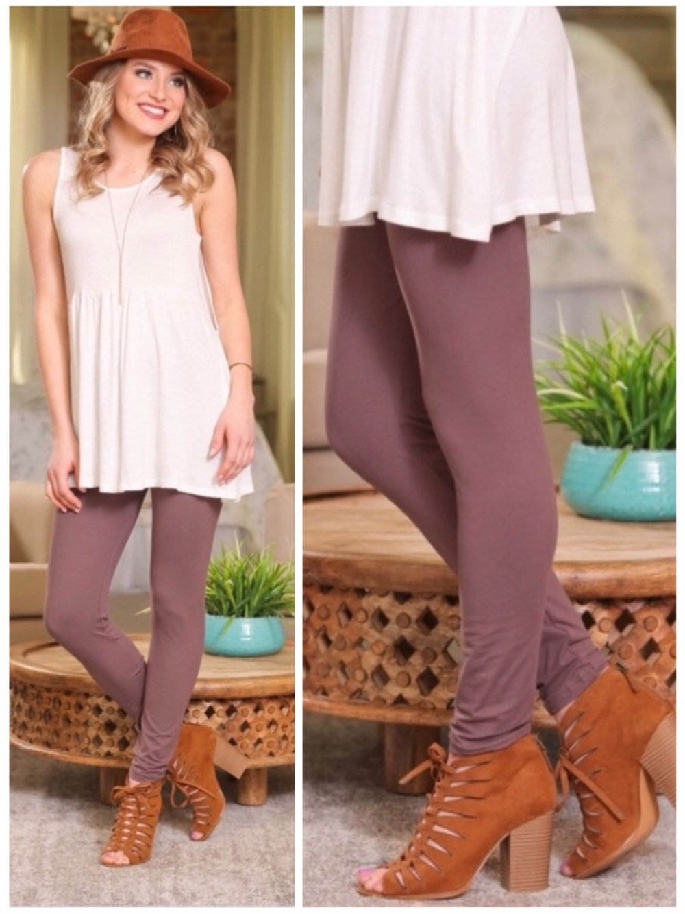 Soft LEGGINGS in rich WINTER TAUPE color, OSFM 0-12, NEW✔️
👚Tunic avail.~ Sep.